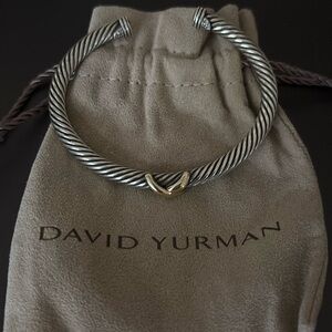 David Yurman X Classic Cable Station Bracelet SS w/14ct gold X 4mm